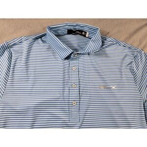RLX Ralph‎ Lauren Lightweight Airflow Jersey Polo Shirt Mens XL Blue Striped S/S
